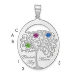Sterling Silver/Rhod-plated 3 Birthstone with SS Bezel Family Pendant view 1