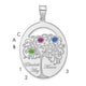 Sterling Silver/Rhod-plated 3 Birthstone with SS Bezel Family Pendant
