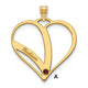 14K Yellow Gold One Name w/Birthstone w/14K Bezel Cut Out Heart Pendant