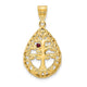 14K Yellow Gold 1 Birthstone Tree of Life Tear Drop Pendant