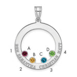 SS/Rhodium-plated 4 Birthstone Circle with SS Bezel Family Pendant view