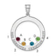 SS/Rhodium-plated 4 Birthstone Circle with SS Bezel Family Pendant