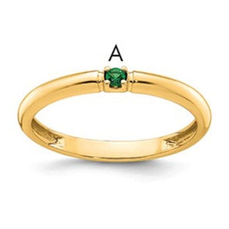 14K yellow gold birthstone ring, synthetic stone