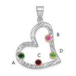 SS/Rhod-plated 4 Birthstone Heart with 14K Bezel Family Pendant view