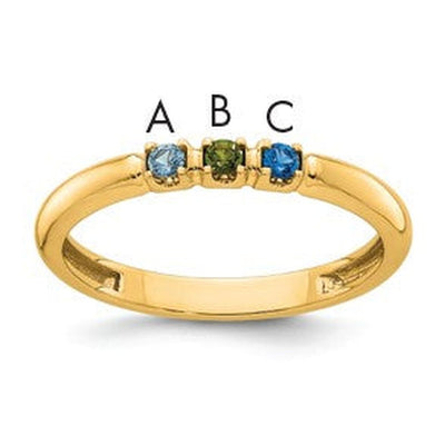 14K Yellow Gold 3 Genuine Birthstone Mother's Ring
