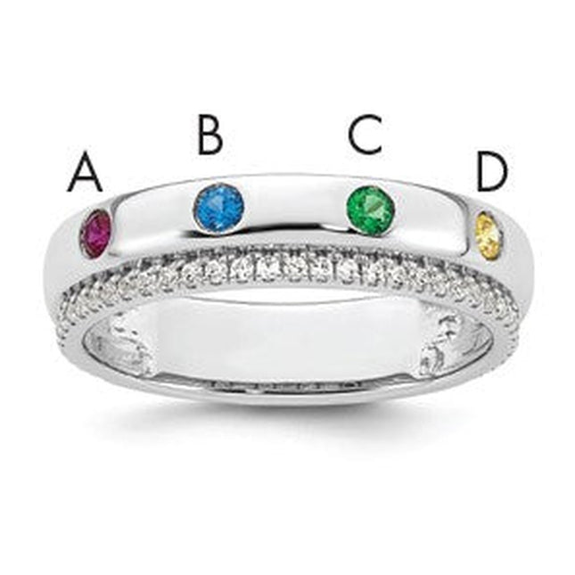 14K white gold diamond birthstone ring