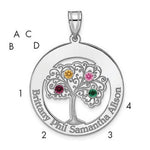 Sterling Silver/Rhodium-plated 4 Birthstone with SS Bezel Family Pendant view 1