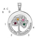Sterling Silver/Rhodium-plated 4 Birthstone with SS Bezel Family Pendant