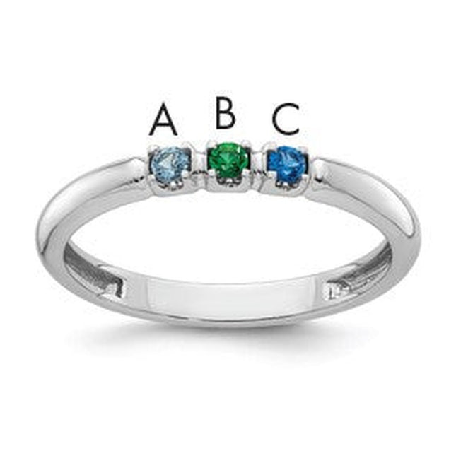 14K white gold birthstone ring, synthetic stone