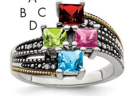 Sterling silver diamond mother ring