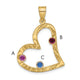 Sterling Silver/Gold-plated 3 Birthstone Heart with SS Bezel Family Pendant