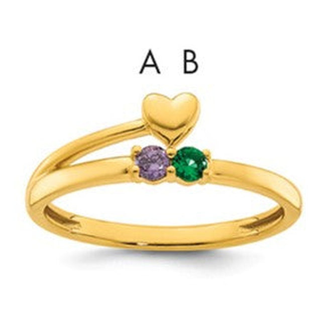 14K gold birthstone ring, synthetic stone