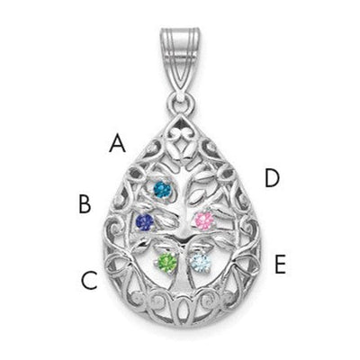 14K white gold tree of life pendant