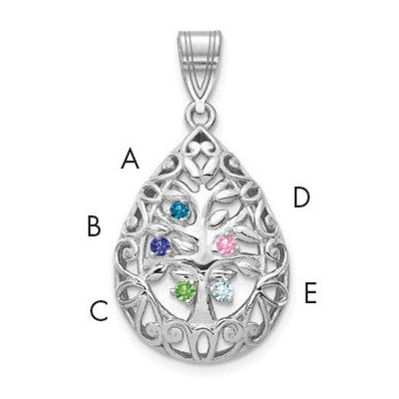 14K white gold tree of life pendant