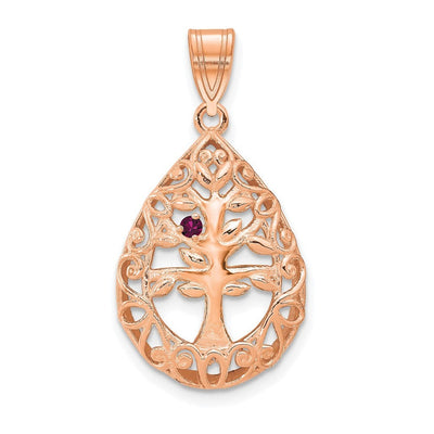 14K rose gold tree of life pendant
