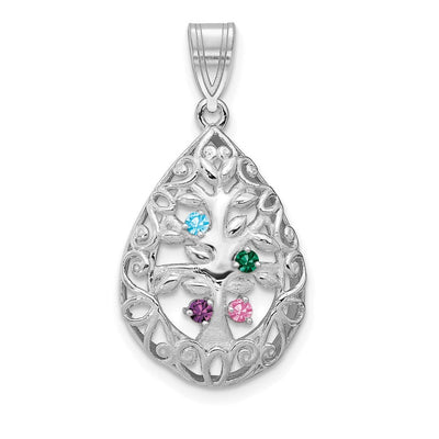 14K white gold tree of life pendant