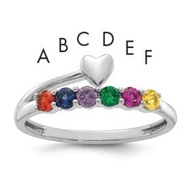 14K white gold birthstone ring, synthetic stone