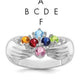 14K White Gold 6 Genuine Stone Family Ring
