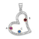 SS/Rhod-plated 3 Birthstone Heart with 14K Bezel Family Pendant