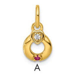 14K Dia Heart w/ 1 Birthstone Mother's Circle Pendant Semi-Mount view