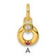 14K Dia Heart w/ 1 Birthstone Mother's Circle Pendant Semi-Mount