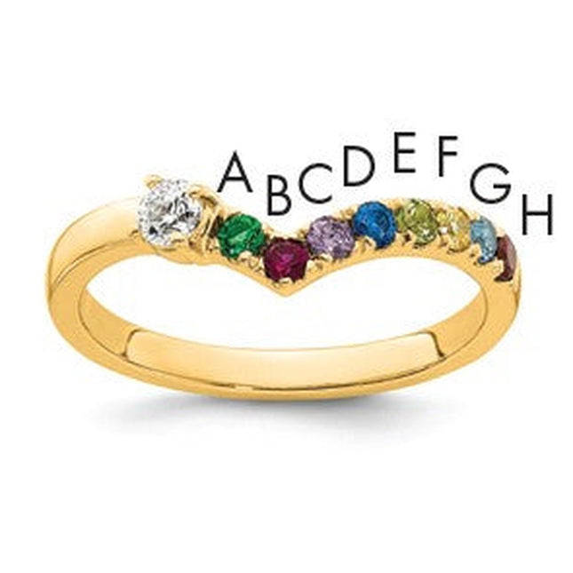 14K gold diamond birthstone ring, synthetic stone