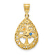 14K Yellow Gold 2 Birthstone Tree of Life Tear Drop Pendant