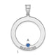 SS/Rhodium-plated 1 Birthstone Circle with SS Bezel Family Pendant