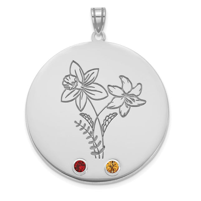 14K white gold birthstone pendant