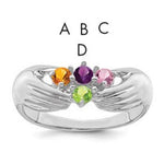 14K White Gold 4 Genuine Stone Family Ring view