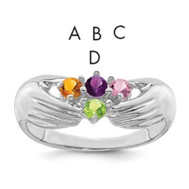 14K white gold family ring