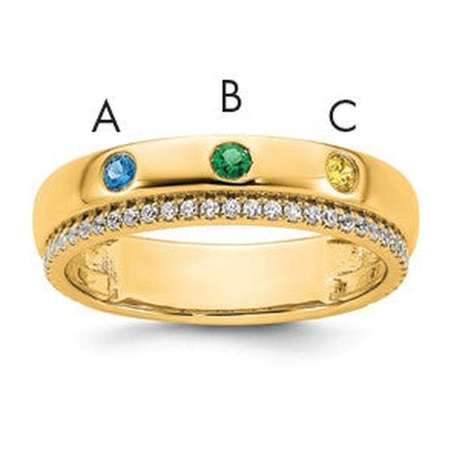 14K gold diamond birthstone ring, synthetic stone