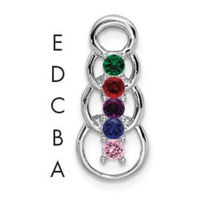 14K White Gold 5 Synthetic Stone Family Pendant, 20 x 8mm