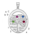 Sterling Silver/Rhod-plated 4 Birthstone with SS Bezel Family Pendant view 1