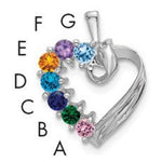 14K White Gold 7 Genuine Stone Family Pendant, 19 x 13mm view