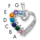 14K White Gold 7 Genuine Stone Family Pendant, 19 x 13mm