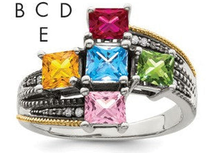 Sterling silver diamond mother ring