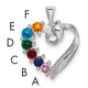 14K White Gold 6 Genuine Stone Family Pendant, 19 x 13mm