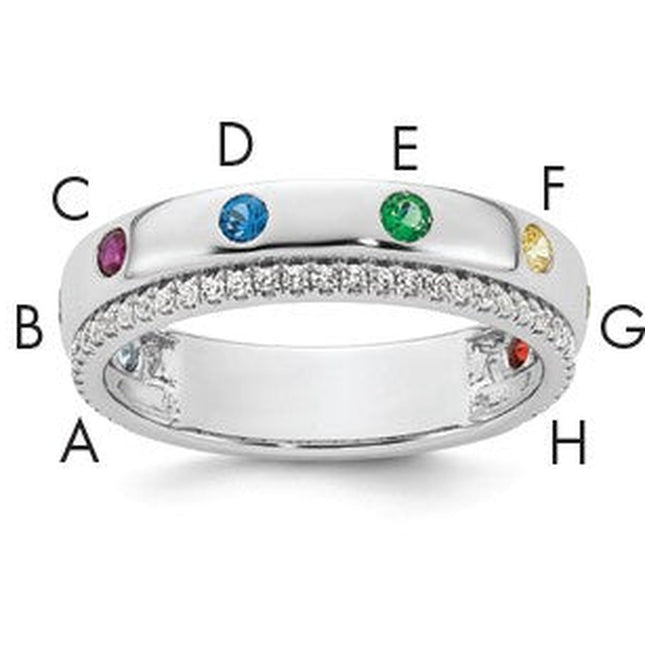 14K gold diamond birthstone ring, synthetic stone