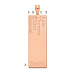 14K Rose Gold 4 Name Family Pendant view