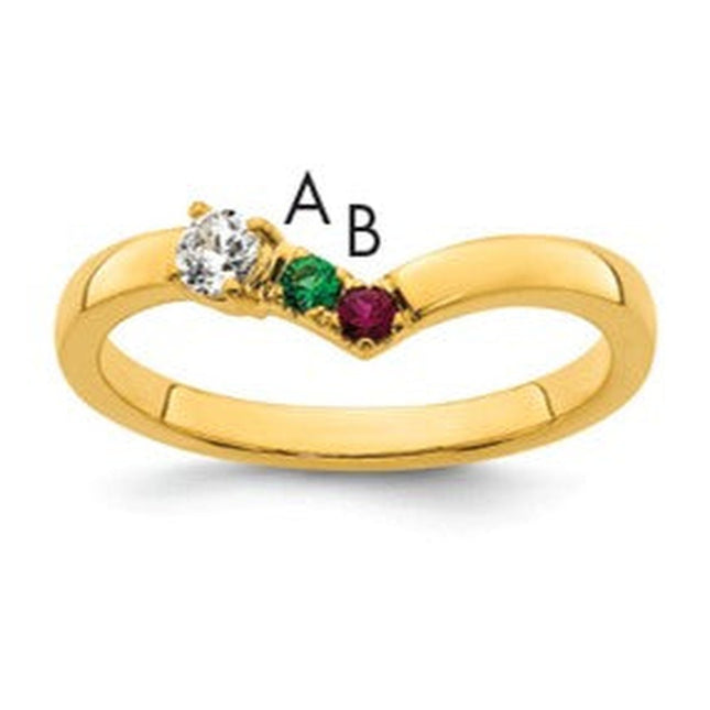 14K gold diamond birthstone ring, synthetic stone