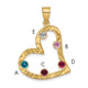 Sterling Silver/Gold-plated 5 Birthstone Heart with SS Bezel Family Pendant