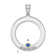 SS/Rhod-plated 1 Birthstone Circle with 14K Bezel Family Pendant