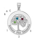 Sterling Silver/Rhodium-plated 3 Birthstone with SS Bezel Family Pendant