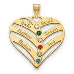 14K Yellow Gold 6-Name w/Birthstones w/14K Bezel Cut Out Heart Pendant view