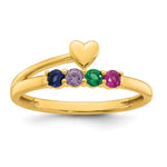14K Heart with 4 Genuine Birthstone Mother's Ring view