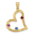 Sterling Silver/Gold-plated 3 Birthstone Heart with SS Bezel Family Pendant view