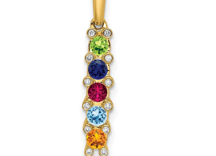 14K gold diamond family pendant, alternate view