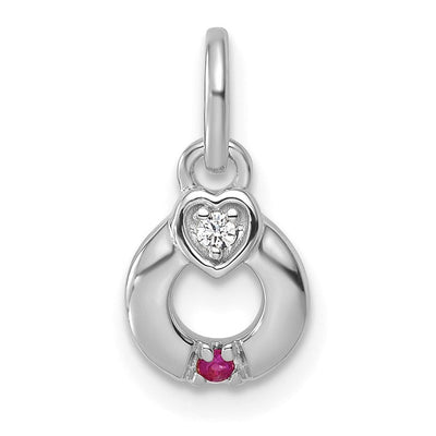 14K WG Dia. Heart w/1 Birthstone Mother's Circle Pend Semi-Mount