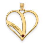 14K Yellow Gold One Name w/Birthstone w/14K Bezel Cut Out Heart Pendant view